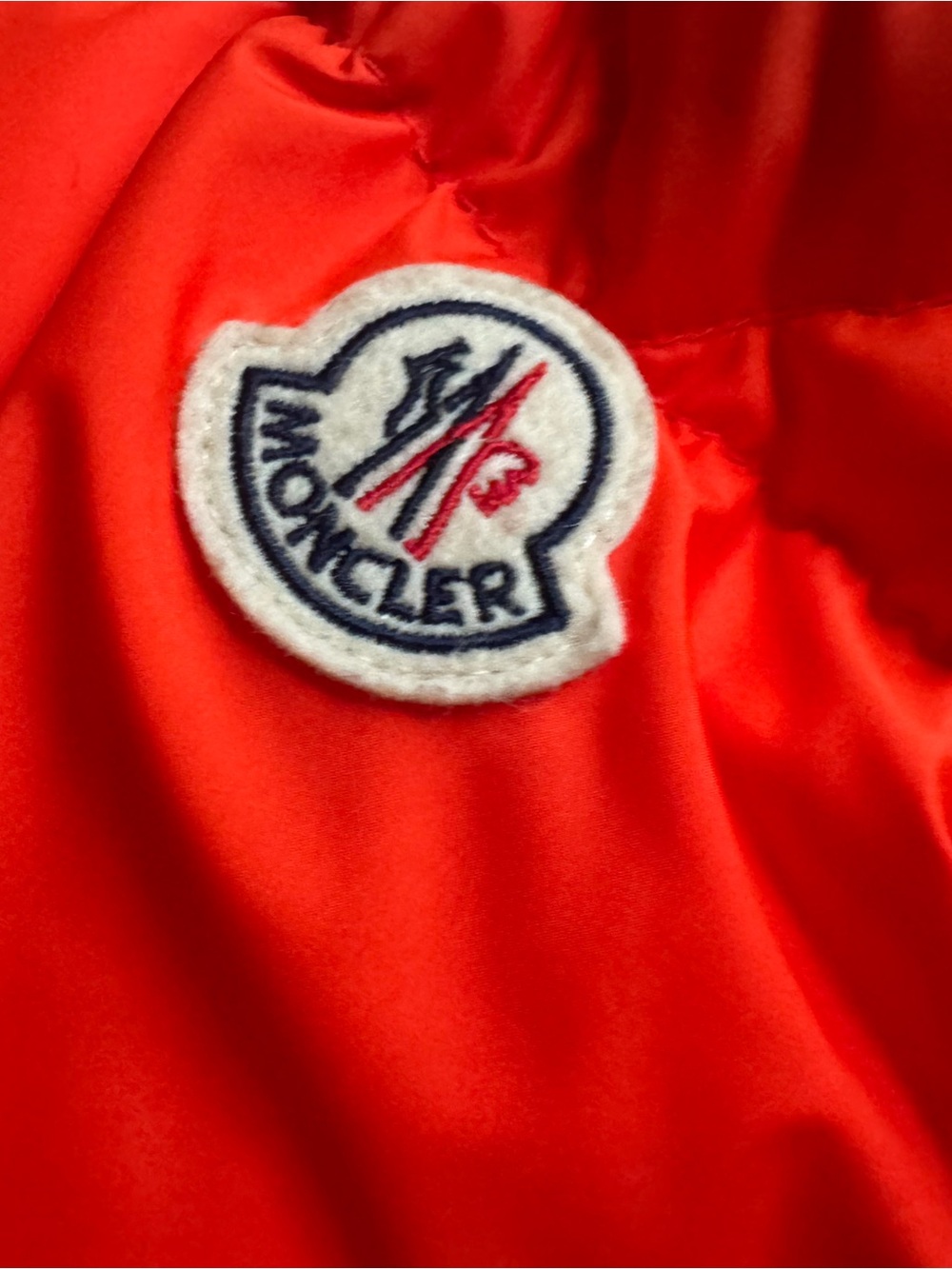 Moncler Red Quilted Puffer Jacket with Signature Patch